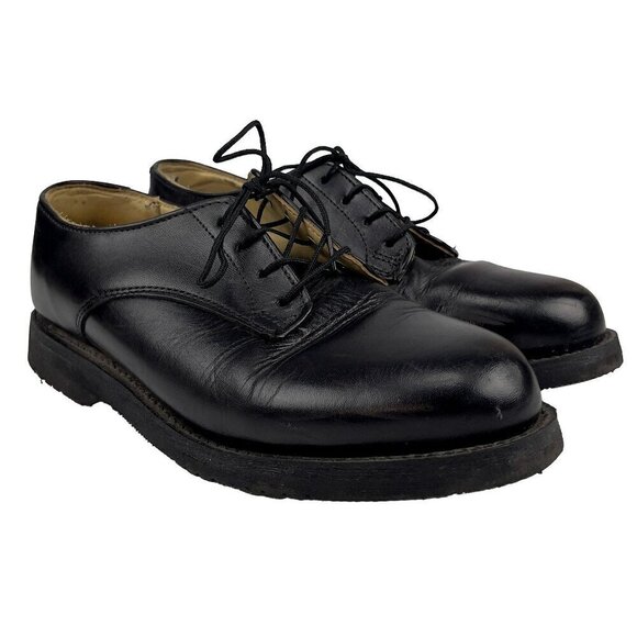 VIBRAM Oxford Dark Academia Gothcore Leather Flats Black shoes Size 7 - Picture 1 of 12